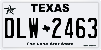 TX license plate DLW2463