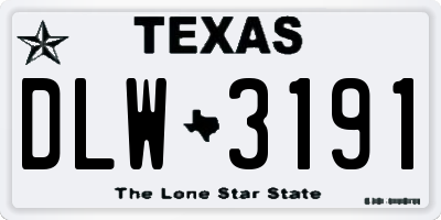 TX license plate DLW3191