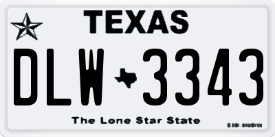 TX license plate DLW3343