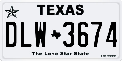 TX license plate DLW3674