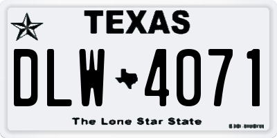 TX license plate DLW4071