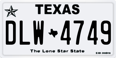 TX license plate DLW4749