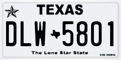 TX license plate DLW5801