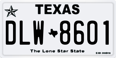 TX license plate DLW8601