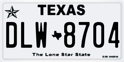 TX license plate DLW8704