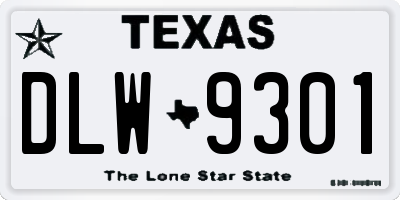 TX license plate DLW9301