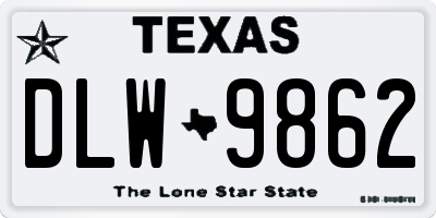 TX license plate DLW9862