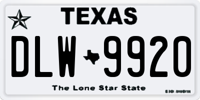 TX license plate DLW9920