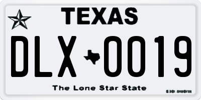 TX license plate DLX0019