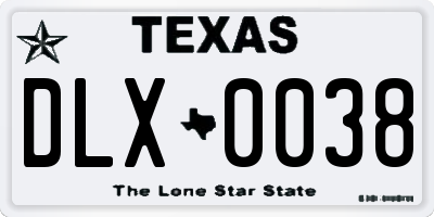 TX license plate DLX0038