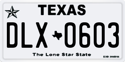 TX license plate DLX0603