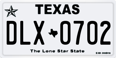 TX license plate DLX0702