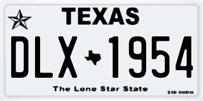 TX license plate DLX1954