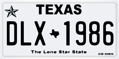 TX license plate DLX1986