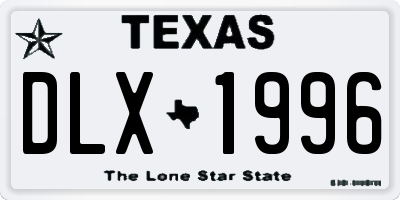 TX license plate DLX1996