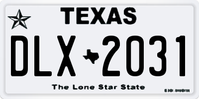 TX license plate DLX2031