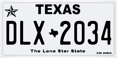 TX license plate DLX2034