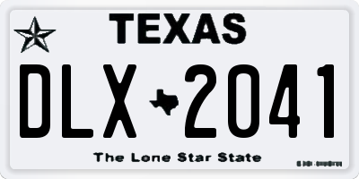 TX license plate DLX2041