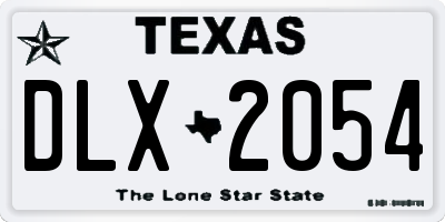 TX license plate DLX2054