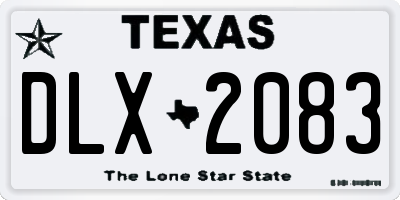 TX license plate DLX2083