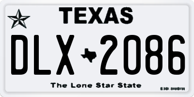 TX license plate DLX2086