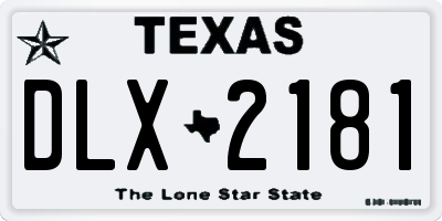 TX license plate DLX2181