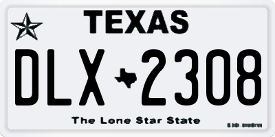 TX license plate DLX2308