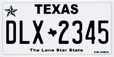 TX license plate DLX2345