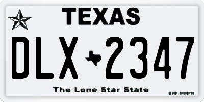 TX license plate DLX2347