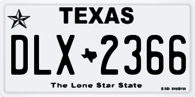 TX license plate DLX2366