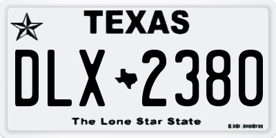 TX license plate DLX2380