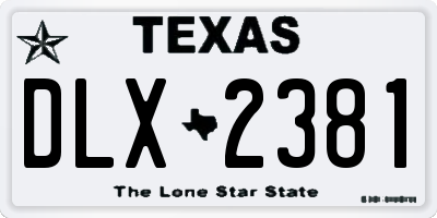 TX license plate DLX2381