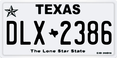 TX license plate DLX2386