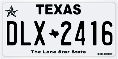 TX license plate DLX2416