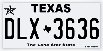 TX license plate DLX3636