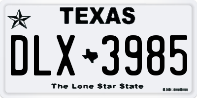 TX license plate DLX3985