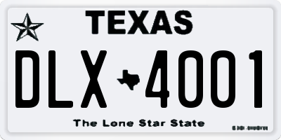 TX license plate DLX4001