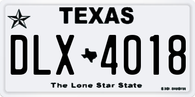 TX license plate DLX4018