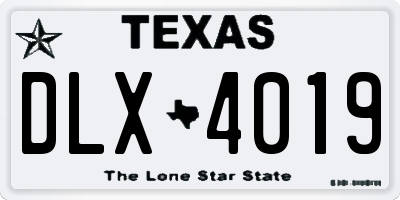 TX license plate DLX4019