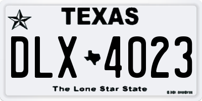 TX license plate DLX4023