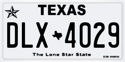 TX license plate DLX4029