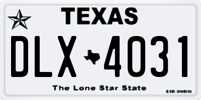 TX license plate DLX4031