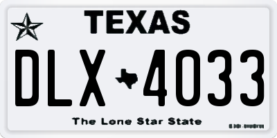 TX license plate DLX4033