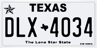 TX license plate DLX4034