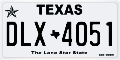 TX license plate DLX4051