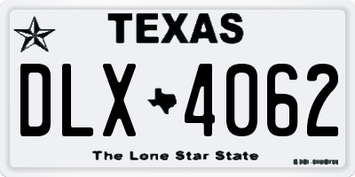 TX license plate DLX4062