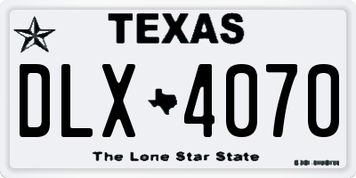 TX license plate DLX4070