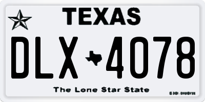 TX license plate DLX4078