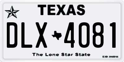 TX license plate DLX4081