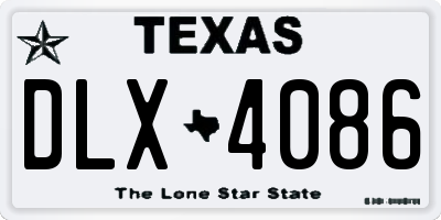 TX license plate DLX4086